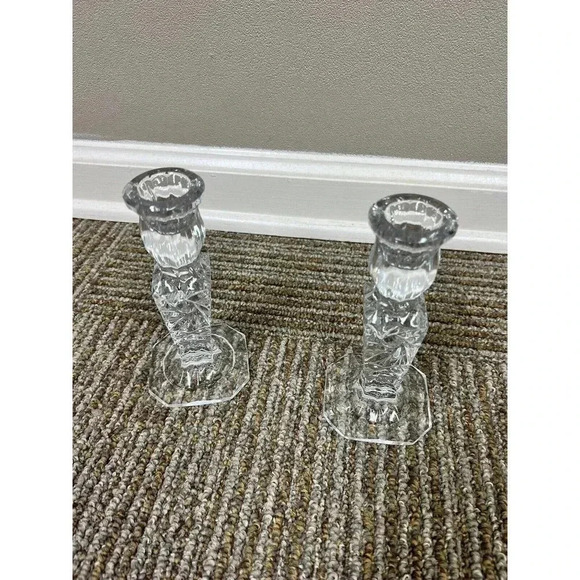 GORGEOUS Vintage Leaded Crystal Candlesticks 6" x 2.75" EXCELLENT CONDITION - Picture 4 of 12